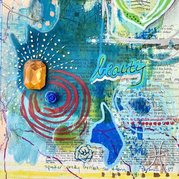 Jersey Beauty - Original Art Mixed Media Signed Painting Framed White 9”x11” - Picture 3 of 8